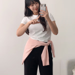 슬로우 베이직 세미 크롭 반팔티셔츠 A0343 : 어썸하비