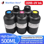 엡손 I3200 U1 4720 프린트 헤드용 UV 잉크 중성 잉크 경화 가능 바니시 UV 프라이머 액체 소프트 하드 중성 잉크 500ML i3200 LED... 