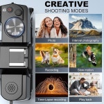 사진 촬영용 G-Anica 4K 디지털 WiFi가 유튜브용 48MP 브이로그 플래시가 180 플립 스크린 컴팩트 카메라, 광각 매크로 렌즈가 탑재된... 