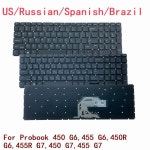 HP호환 Probook 노트북 백라이트 키보드 미국 러시아어 스페인어 브라질 450 G6,455 G6,450R G6,455R G7,450 G7,455 G7 2B-BBU29Q100... 
