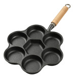 멀티팬 무쇠 신형 원형 호떡 주물팬 계란후라이 후라이팬 프라이팬 7구 오믈렛 계란 주철 우드버거 7홀+공구 : Ramio