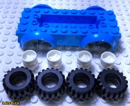 레고 자동차 바퀴 Vehicle, Base 5 x 10 x 2 1/2 11650 Tire 87697 Wheel 6014 Dark Azure : 아이엠브릭