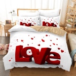러브 프린트 매트 침구 세트 발렌타인 결혼 사이즈 퀸 커버 You I 이불 패턴 데이 Love 1 135x200cm 2pcs : samsacp