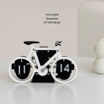 탁상용 자동 페이지 넘김 시계 자전거모양 데스크 책상 인테리어 소품 전동 자동 페이지 넘기기 시계(자전거 흰색) : INI컴퍼니