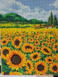 해바라기농장 보석십자수 캔버스형 완성품 : 레인보우스티치