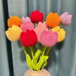 완성 손으로 튤립 인공 아이디어 휴일 장식 뜨개질 크로 선물 장식품 꽃다발 축제 : 글로벌 이지샵