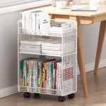 책장 이동식 책꽂이 선반 회전 거실 수납 틈새 철제 북카트 서재 바퀴 책 천장부터 바닥까지 내려오는 검은색 3층 모델 : 구름너머 직구