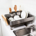 스토피아 프리미엄 프레임 설거지 건조대 물빠짐 세트 식기건조대 1단 A형(다크그레이) : 스토피아