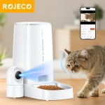ROJECO 고양이 먹이 공급기, 360 ° 회전 카메라, 와이파이, 디펜서, 반려동물 스마트 음성 자동 4L : 카르디글로벌몰