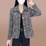 여성트위드자켓 중년 여성을 위한 XIAOXIANG 재킷 어머니를 럭셔리 봄 가을 체크무늬 : 라이마르