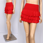 YNH2017삼단 미니 스커트 66에서77 국산 라틴 라틴 웰빙 댄스스포츠복(레드,블랙) : 노브패리스