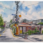 동네 골목길 풍경 수채화 그림 카페 거실 인테리어 액자 : 김수린수채화