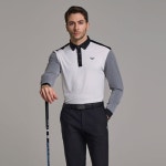 남성 골프 티셔츠 긴팔 클래식 카라 배색 디자인 (사계절용, 신축성 우수, 깔끔한 핏) : 쇼핑범벅