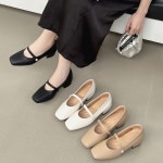 [G1702] 3Color 클라쓰 여성 스퀘어 메리제인 펌프스 쿠션 힐 구두 : 새로이클라쓰