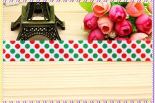 크리스마스 물방울 무늬 프린트 그로스그레인 리본 헤어보우 헤드웨어, 파티 장식, DIY 바느질, OEM 22mm P4805, 7/8 인치 : 난쟁이 24