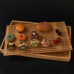 베이커리 진열 트레이 쟁반 카페 우드 뚜껑 선반 디저트 쇼케이스 쿠키 빵 돔 진열대 32.5x26.5cm2cm높이플레이트+수평덮개 : 감추어진 보화