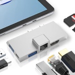서 프로 8 9 X USB 허브 도킹 스테이션 C타입 HDMI 호환 3.0 RJ45 SD 고속 변속기 7 인 1 : 신안글로벌