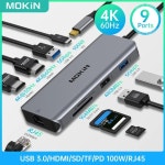 MOKiN USB C 노트북 도킹 스테이션 트리플 디스플레이 멀티포트 어댑터 레노버  서 HDMI 100WPD C타입 허브 9 인 1 : 신안글로벌