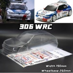 306 WRC 1/10 랠리 RC PC 바디 쉘 lampshade190mm 너비 투명 셸 hsp Tamiya XV 01 PTG : 21난쟁이
