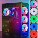 울트라 사일런트 컴퓨터 PC 케이스 냉각 선풍기, 블랙 고무 조용한 몰렉스 커넥터, 4 핀 플러그 팬 쿨러, 120mm, 15 LED, 12V : 포션상점