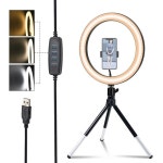 LED 링 라이트 사진 조명 삼각대 스탠드가 있는 휴대폰 USB 라운드 필 램프 유튜브 비디오 26cm 33cm : 가람전기01