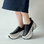 [G1815] 2Color 여성 키높이 웨지 운동화 8cm 민자 데일리 슬립온 : 새로이클라쓰