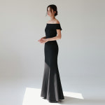 헤이니 오프숄더 셀프 웨딩 드레스 DRV1409 결혼식 2부 피로연 연주회 A라인 롱원피스 : 베일즈