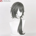 게임 ES Shiina 니키 다크 그레이 코스프레 가발, 내열성 합성 머리, 할로윈 파티 및 캡 : 세븐키덜트아레나