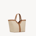 YSL 생로랑 토트백 y cabas en canvas et cuir DESERT DUST AND BRICK 817602FAC7T9856 : TOATEN