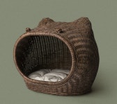 라탄 고양이 강아지 동굴 숨숨집 펫배드 핸드메이드 내추럴 : 쨍해뜰