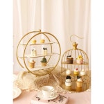 카페 진열대 파티 웨딩 디저트 호텔 에프터눈티 정리대 호텔 라운지 파티 라운지 디스플레이 1. 새장 골드 프레임 : 와이제이 무역