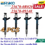 무료배송 빠른출고 4PC 23670-0R020 커먼 레일 연료 인젝터 Denso Toyota Corolla RAV4 2AD-FTV D4D용 095000 : 핏트레이드16