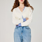 여성 봄 가을 배색 니트 오버핏 예쁜 가디건 아이보리, FREE(One size) : 제네라 ZENELA