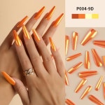 PINPAI 24PCS 거울 효긴 관 프레스 접착제 전체 커버가짜 손톱 키트에 인공 네일 팁 : 원구물류
