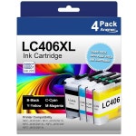 형제 프린터용 Anemec LC406XL LC406 잉크 카트리지, 형제 프린터용 MFC-J4335DW 잉크 작업 지원 MFC-J5855DW MFC-J6555DW MFC-J4535... 