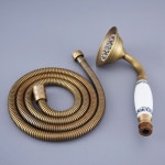 골동품 황동 도자기 전화 휴대용 샤워 헤드 및 1.5 m 호스 물 절약 분무기 세트 Nhh116 : 하이퍼테크상사
