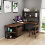 원목 L자형 책상 코너 서재 ㄱ자형 공부 테이블 작업 140x80x75cm 두께 5cm : TransLink