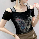 여름 라인댄스 상의 버터플오프숄더 라인 줌바 댄스복 의상 : 모네르샵