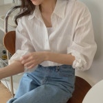 리브레 아일렛 스트라이프 남방 2503 시스루 루즈핏 포켓 셔츠 : 앤드베이지