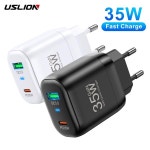 USLION PD 35W GAN 충전기 USB C타입 QC3.0 고속 EU KR 플러그 제품 호환 15 프로 맥스 14  호환 에어  호환 13 삼기 호환 호환포코... 