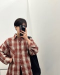 디움 오버핏 박시 체크 셔츠 남방 : 희노니