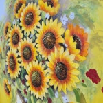 [유화그림] 해바라기그림 80x80cm 거실 유화액자 개업 인테리어 화사한 해바라기화병B : 한결같이