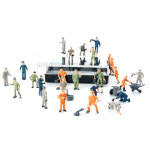 양동이 사다리 열차 철도 피규어, 선박 87 미니어처, 노동자 피규어 그려진 있는 식탕 : 선 경 마 켓