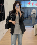 레더 카라 워싱 하프 자켓 : 오브앳