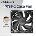 PC 케이스 쿨러 선풍기 유압 8CM 12V 환풍기 라디에이터 섀시 냉각 80X80X25 BZG Black 없음 RGB : 트러스픽온E