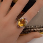 (조절 반지) 럭셔리한 시트린 & 투어마린 블링 원석반지 실버925 천연석 : 뮤트주얼리