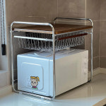 전자레인지선반 가정용 1단 전자 인출 수납함 1 밥솥 모듈 스테인리스 53cm 후크6개 심플 주방 선반 : 바로앞마켓