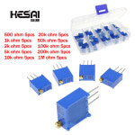50PCS 3296W 멀티 턴 트리머 전위차계 키트 고정밀 3296 가변 저항 500R 1K 2K 5K 10K 20K 50K 100K 200K 1M : 스마트유통s