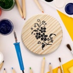 5pcs 나무 컵 받침 라운드 빈 대량 코스터 세트 DIY 건축 드로잉 그림에 한 공예 : 하루코퍼레이션7