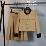 고급 여성 트위드 봄 자켓 가을 스타일세 련된 라운드 넥 대비 색상 싱글 브레스 포켓 작은 향기 슬리밍 H3718 여자 투피스세 하객룩 데이트... 